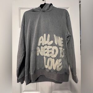 Gray Sweatshirt with 'All We Need Is Love' Print